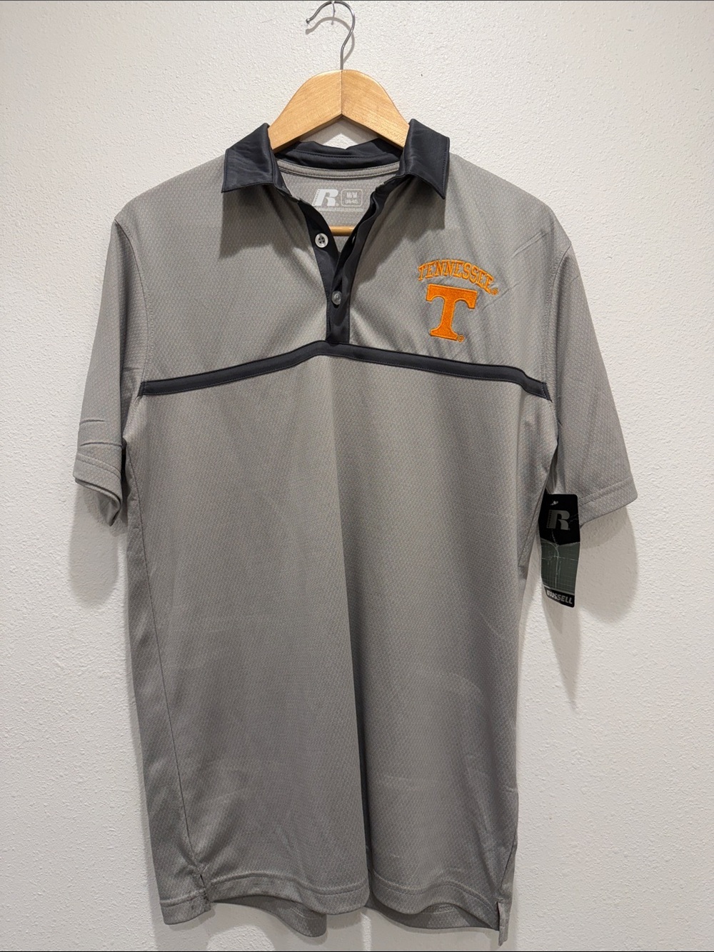 Russell Athletic Gray Polo with Orange Tennessee T Logo New with Tags Medium
